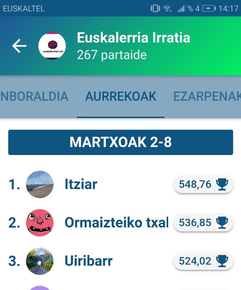 Itziarrek irabazi du Egunean Behin jokoko Euskalerria Irratiko saria