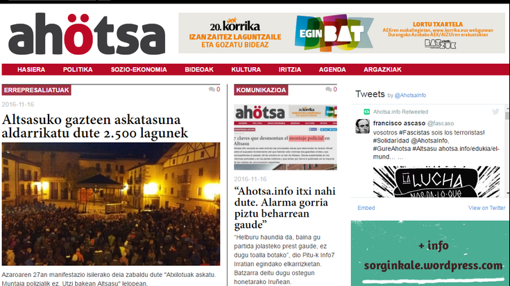"Ahotsa.info itxi nahi dute; alarma gorria piztu beharrean gaude"