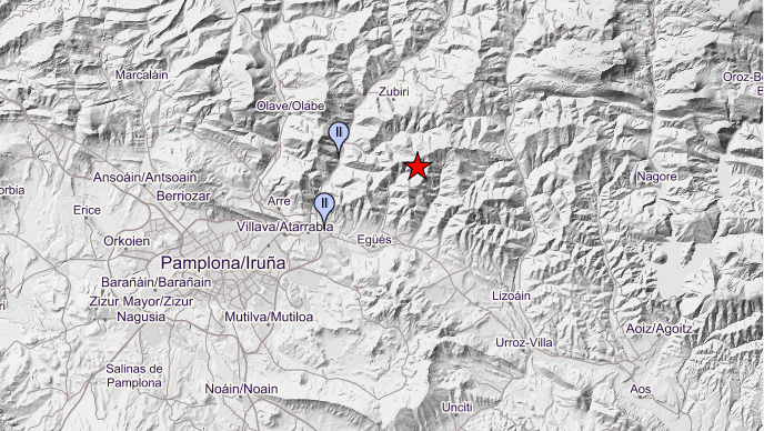 Bi graduko lurrikara izan da goizaldean Esteribarren