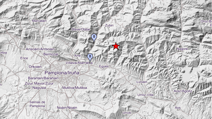 Bi graduko lurrikara izan da goizaldean Esteribarren