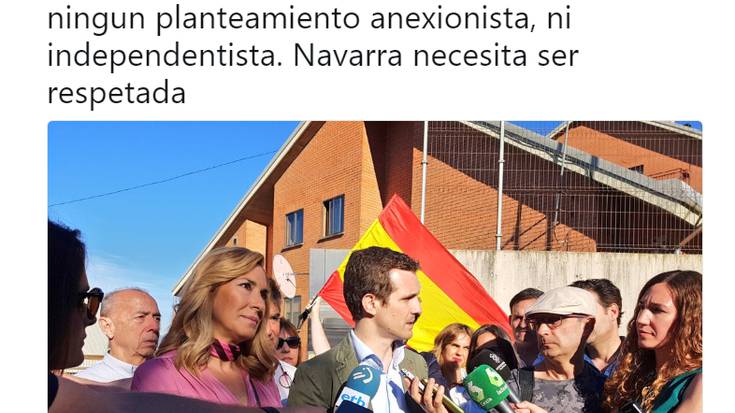 Pablo Casado (PP): "Ikurrina ez da Nafarroako bandera; euskara ez da Nafarroako hizkuntza"
