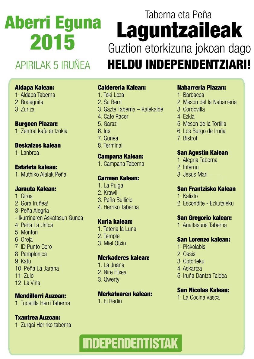 #Aberri Eguna2015 | IndeFesta elkarlanean, 59 taberna eta Peñekin batera. 