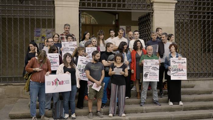 Nafarroako irakasleek bat egin dute Palestinaren aldeko greba deialdiarekin