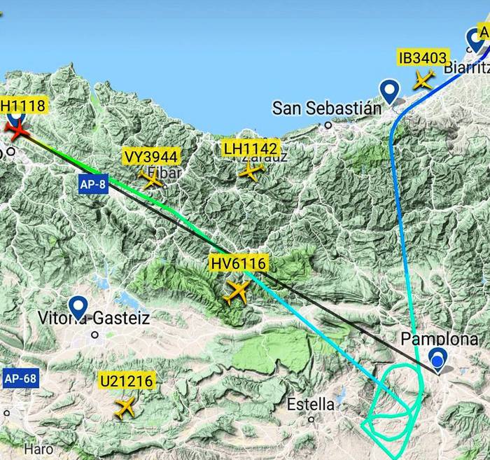 Iruñera zetorren hegazkin bat Loiura desbediratu dute eguraldiagatik
