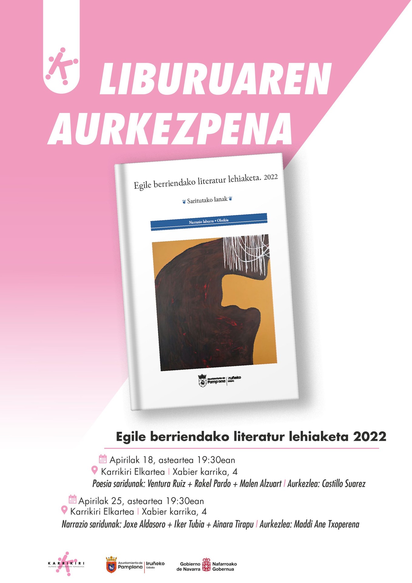 'Egile berriendako literatur lehiaketa 2022' liburua aurkeztuko du gaur Iruñeko Udalak