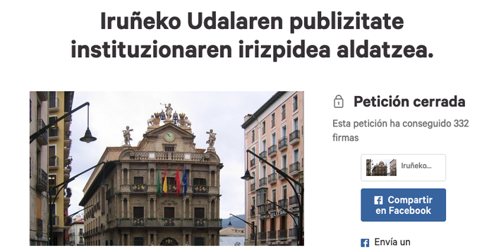 332 sinadura, Iruñeko Udalak euskarazko hedabideak baztertzen segi ez dezan