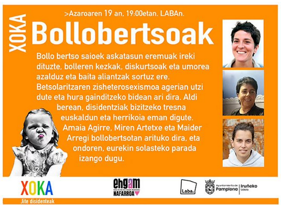 Bollobertsoak Amaia Agirre, Miren Artetxe eta Maider Arregirekin