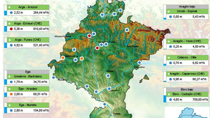 Arga eta Arakil ibaiek gainezka egin dute
