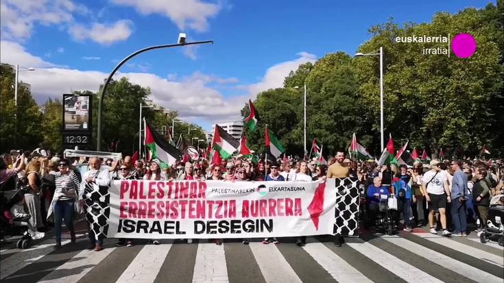 50.000 pertsona Iruñean larunbatean, palestinar erresistentziaren alde