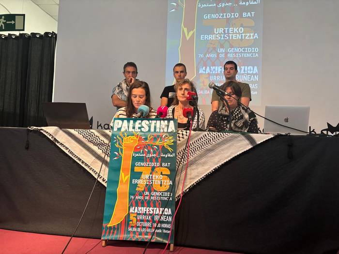 Palestinarekin elkartasunean manifestaziora deitu dute urriaren 5ean