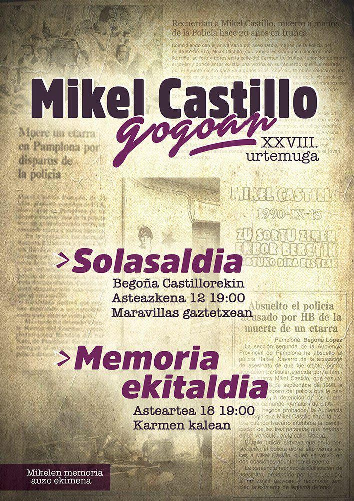 Mikel Castilloren omenaldien "irakurketa interesatua" egin dela salatu du Mikelen Memoria taldeak