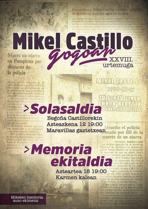Mikel Castilloren omenaldien "irakurketa interesatua" egin dela salatu du Mikelen Memoria taldeak