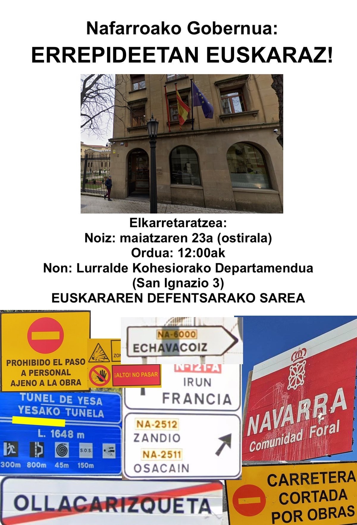Nafarroako Gobernua: Errepideetan euskaraz!