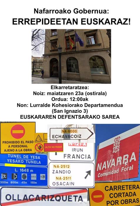 Nafarroako Gobernua: Errepideetan euskaraz!