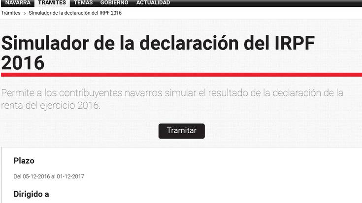 Nafarroako Ogasunak 2016ko pertsona fisikoen gaineko zerga egiteko simulagailua aktibatu du 