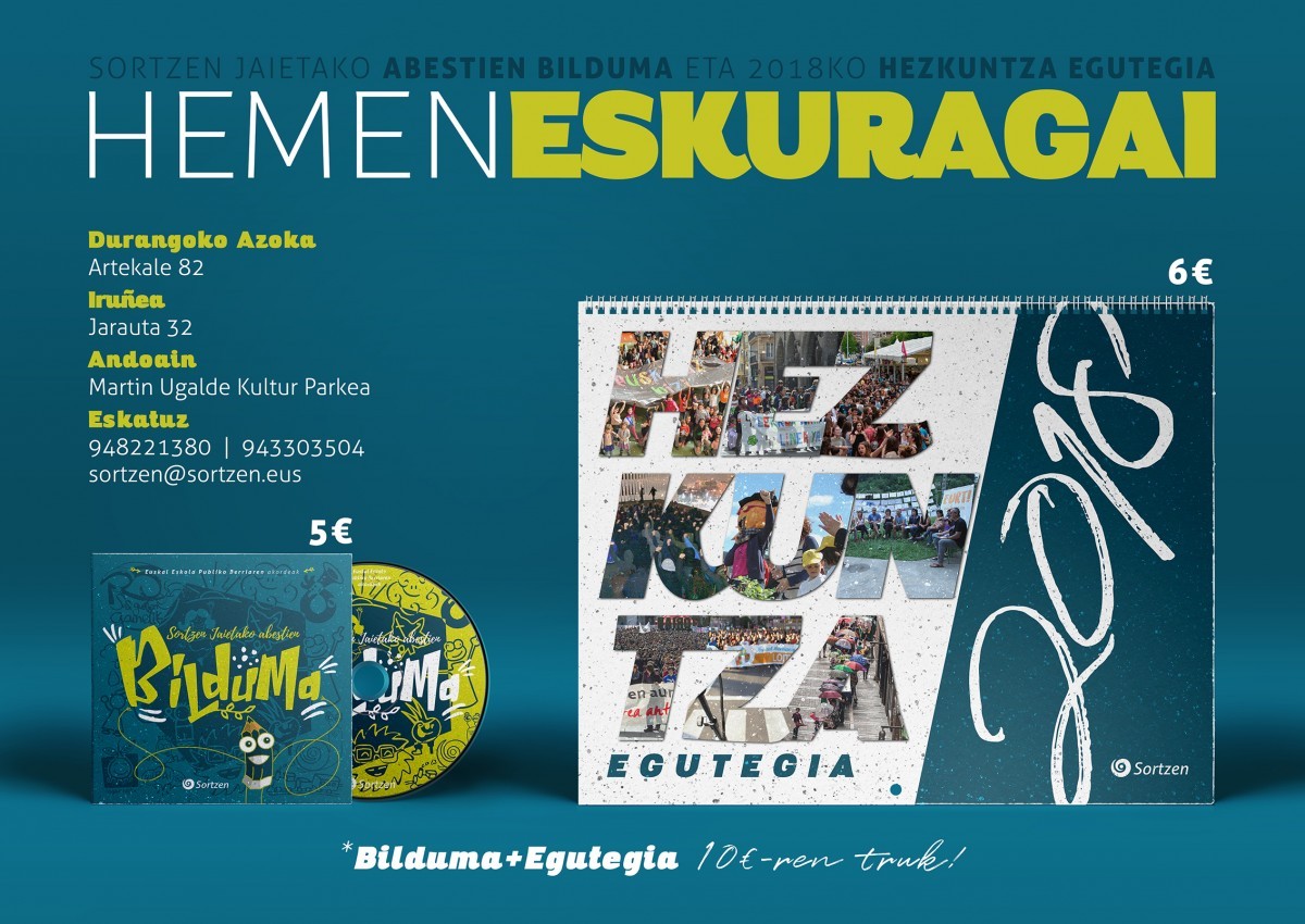 Sortzen Jaietako Abestien Bilduma eta 2018ko Hezkuntza Egutegia kaleratu ditugu