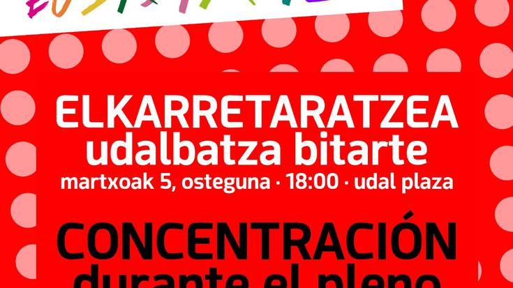 2020-03-05, 18:00etan, Iruñeko Udal Plazan: Euskarazko haur eskolen aldeko mozioa babesteko elkarretaratzea