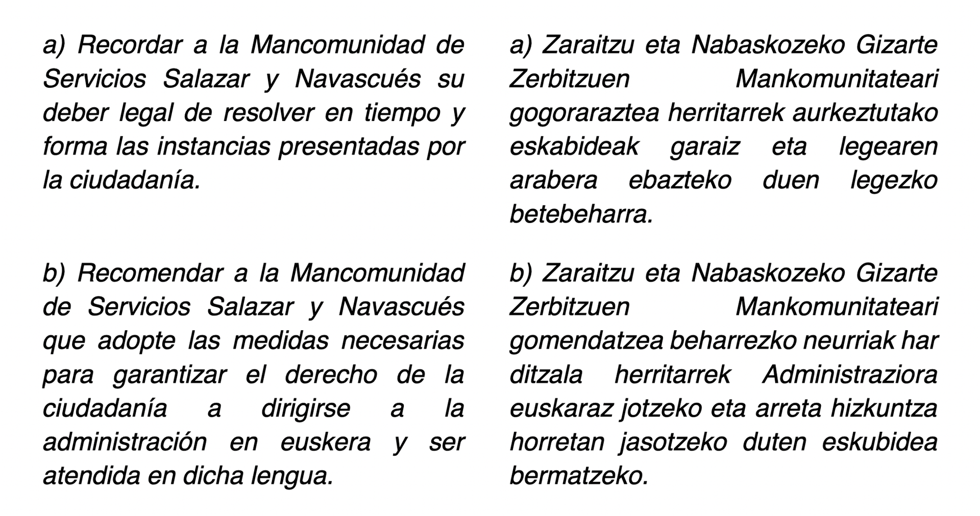Arartekoaren gomendioa Zaraitzuko eta Nabaskozeko Mankomunitateari