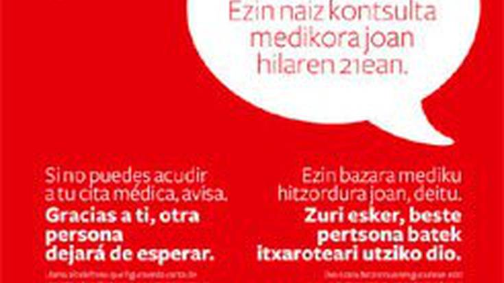 Medikuaren hitzorduetara abisatu gabe joaten ez direnentzako kanpaina