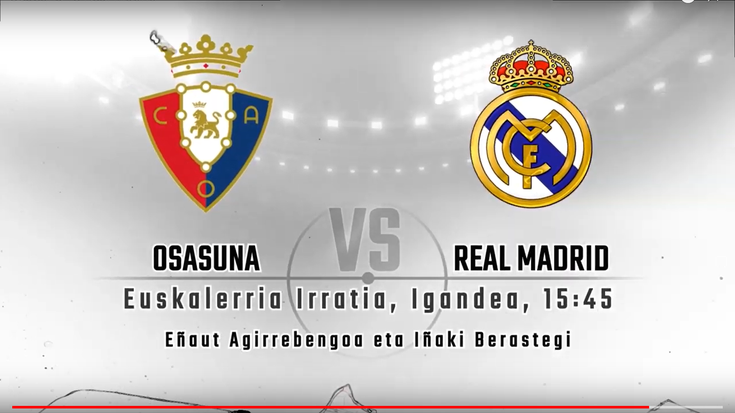 Osasuna-Real Madrid partidarako bi sarrera zozkatuko ditugu, Facebook-eko gure jarraitzaileen artean