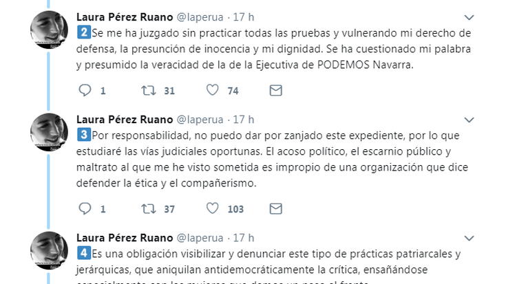 Laura Perez kanporatzeko erabakia berretsi du Espainiako Podemosek