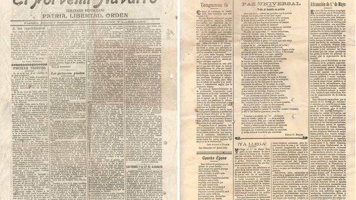 “El porvenir navarro” eta “La voz del trabajo” egunkari sozialisten 1905eko ale bana aurkitu dituzte Gaskueko Santurbe baselizan