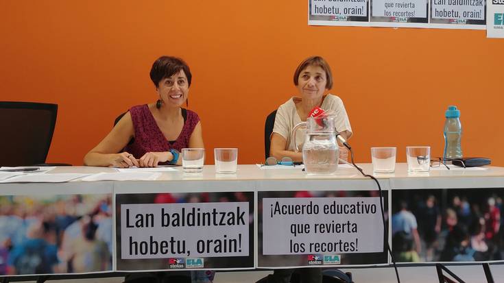 Hezkuntzan kudeaketa negargarria ari da izaten ELA eta Steilasen ustez
