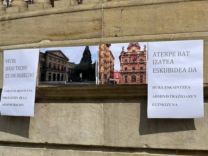 Iruñeko gizarte eragileek herritar guztientzako aterpea bermatu eta oinarrizko premiak berdintasunez asetzeko eskatu dute